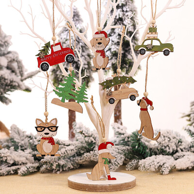 

Tailored 8PC Wooden Hanging Christmas Tree Cabin Elk Car Ornament Xmas Party Home Decor