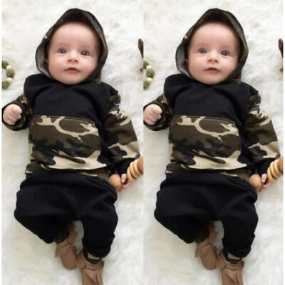 

Camo Baby Boys Outfits Long Sleeve Hooded Casual Outfit Set Newborn Kids 0-3T