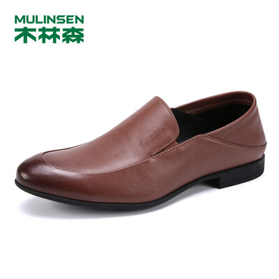 

Mulinsen MULINSEN Korean version of the fashion simple mens shoes first layer soft leather Lok Fu shoes lightweight sets of feet office business casual shoes mens shoes shoes yellow 44 code SS97123