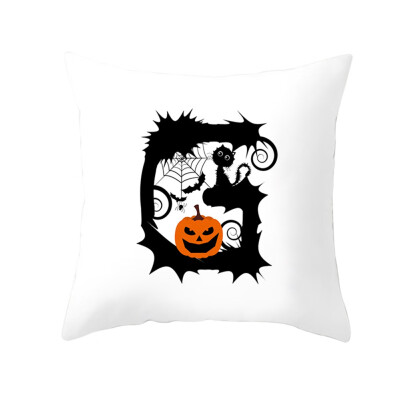 

4545cm Pillow Case Cushion Cover Halloween Interest Letter Pumpkin Home Decor