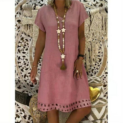 

Womens Summer Pullover Short Sleeve Baggy T-Shirt Dress Tops Sundress Plus Size