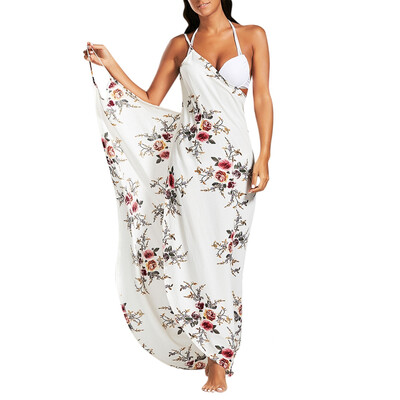 

Chiffon Floral Convertible Sarong Wrap Cover Up Dress
