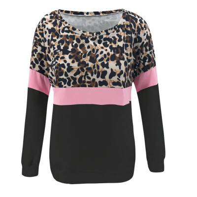 

Fashion Loose Leopard Print Women O-Neck Long Sleeve T Shirt Pullover Tops Shirt Femme Clothes Tee Shirt