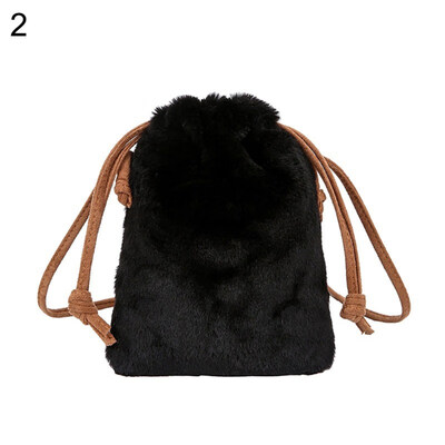 

Retro Leopard Print Plush Drawstring Women Shoulder Bag Mini Phone Purse Pouch