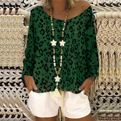 

Fashion Womens Shirts Blouse Tops Leopard Sexy Long Sleeves Casual Loose Shirt