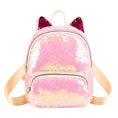 

Cute Sequins Cat Ear Backpacks Women Shoulder School Bags Small Knapsack