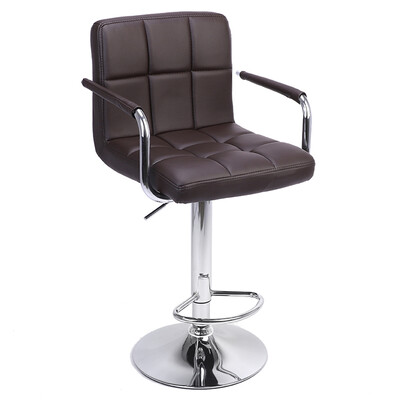 

Set Of 2 Bar Stools PU Leather Adjustable Swivel Bistro Pub Dining Chair Kitchen Coffee