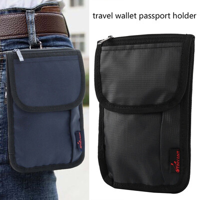 

Security Rfid Blocking Travel Wallet Top-Grade Nylon Passport Holder Travel Neck Pouch