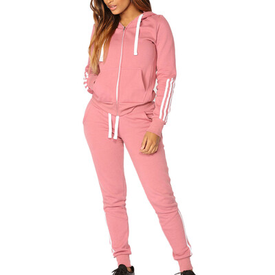 

Roseonmyhand Fashion Women Casual Stripe Zipper Long Sleeve Pullove Sport TopsLong Pants Set