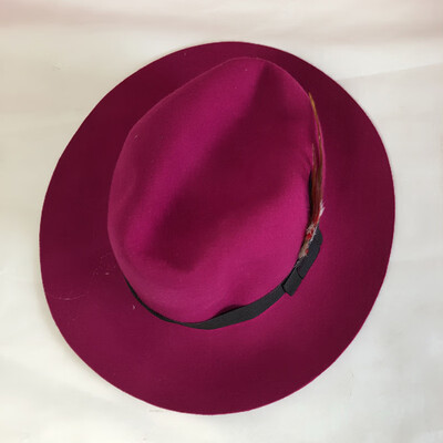 

Women Felt Feather Trilby Jazz Hat Woolen Pork Pie Hat Homburg Hat