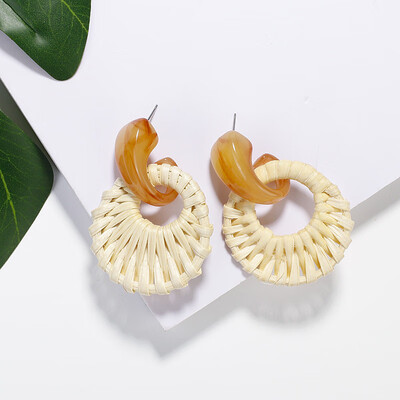 

Flashbuy Fashion Rattan straw Bohemian Drop Earring For Women Geometric Round Earrings Girls Trendy Jewelry Wedding Accessories