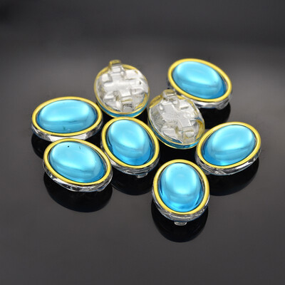 

Sew on Taiwan Acrylic Garment Accessories Oval DeepSkyBlue 11x9x6mm Hole 1mm