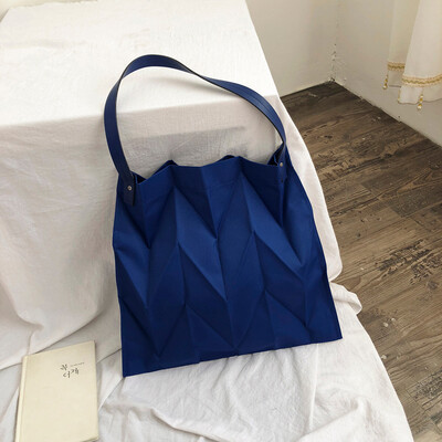 

Tailored Women Candy Color Pleats Causal Tote Bag Canvas Large Capacity Shoulder Bags