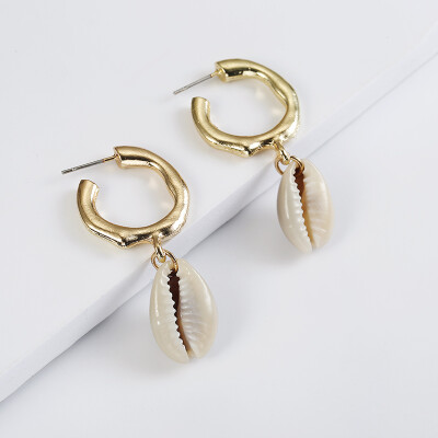 

Big Bohemian handwork Woven Earrings for Women Big Oval Hollow Alloy Statement Rattan Earring 2019 Shell Geometric Jewelry Hot