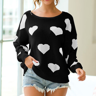 

〖Follure〗Plus Size Womens Heart O-Neck Long Sleeve Backless Pullover Knit Sweater Top