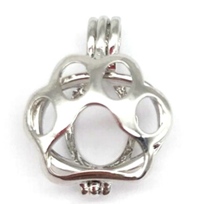 

The Hollow Opening&Closing Pearl Cage Cat Claw Silver Pendant Necklace Girls Jewelry