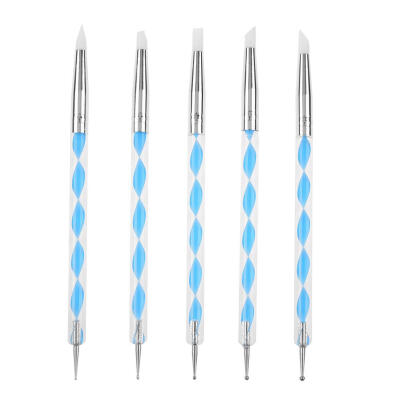 

5pcsSet Silicone Head DIY UV Gel Dotting Drawing Manicure Nail Art Pens