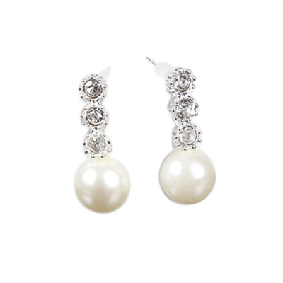 

Fashion Jewelry Teardrop-Shape Diamond Earrings Imitation Pearl