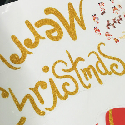 

Tailored Merry Christmas Background Decoration Removable With Gold Powder Wall Stickers