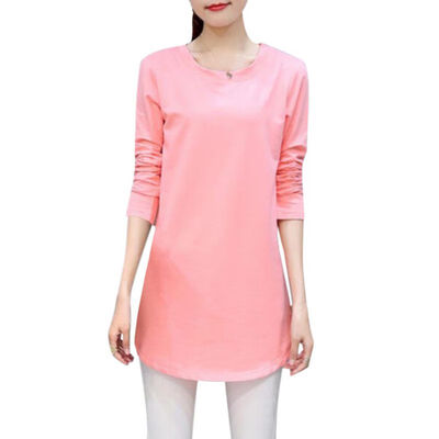 

Women Long Sleeve Tops Round Collar Solid Color Casual Female T-Shirt Slim Versatile Girl Ladies Tops Spring Autumn Clothing