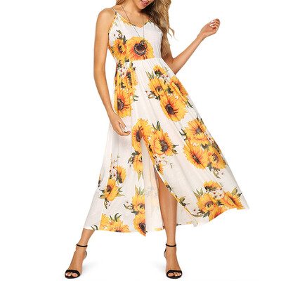 

Sunflower High Slit Tea Length Dress