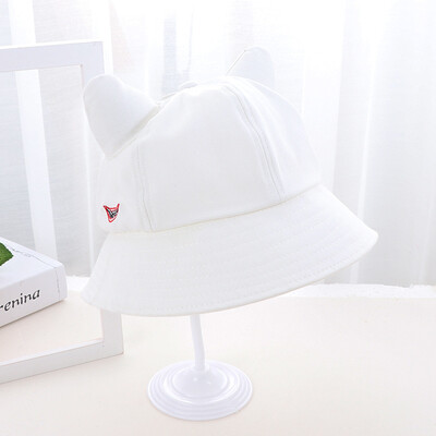 

New Korean spring&autumn womens lovely ears embroidery fashion solid color hat tide sun shading fisherman hat basin hat