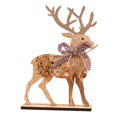 

Siaonvr Christmas Decoration Wooden Ornaments Elk Gift Window Table Simple Decoration