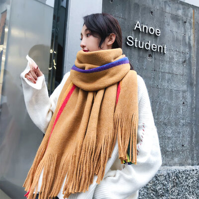 

Scarf female autumn&winter Korean version of the wild long section thick warm knitted knit collar bib student shawl dual-use double-sided