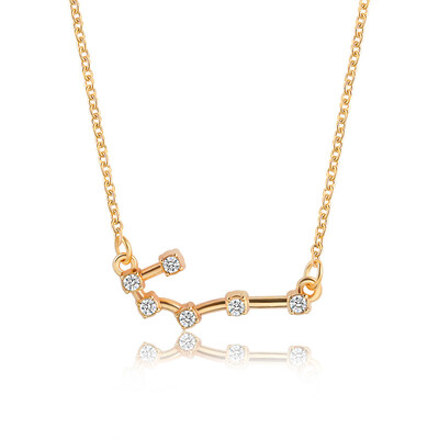 

12 Constellation Crystal Zodiac Sign Pendant Necklace For Women Girls Silver Gold Chain Choker Friendship Necklace BFF Jewelry