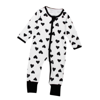 

Newborn Baby Boys Girls Floral Print Zipper Long Sleeve Romper Outfits Clothes