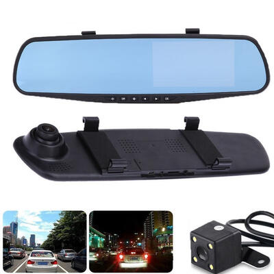 

HD 1080P 43&quot Car DVR Rearview Mirror Dual Lens Camera Dash Cam Video Recorder K