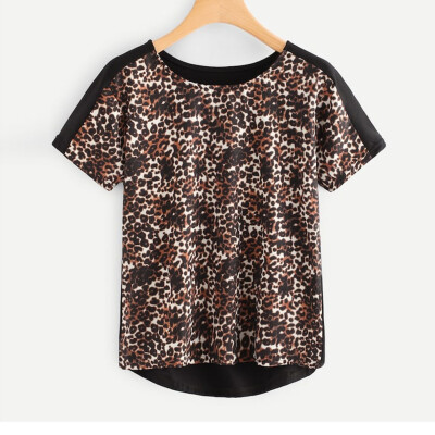 

Starmoon Fashion Women O-Neck Short Sleeve Leopard Printed Tee T-Shirt Short Top