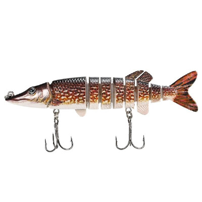 

5" 125cm 20g Lifelike Multi-jointed 9-segement Pike Muskie Fishing Lure Swimbait Crankbait Hard Bait Fish Treble Hook Tackle