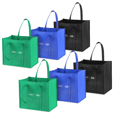 

Esonmus 6pcsset Multipurpose Reusable Non-Woven Large Grocery Tote Bags Foldable Shopping Bags Storage Handbags with Dual Reinfor