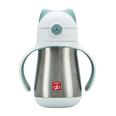 

Gb good child insulation bounce nozzle cup with grip 280mL cat series - gray green
