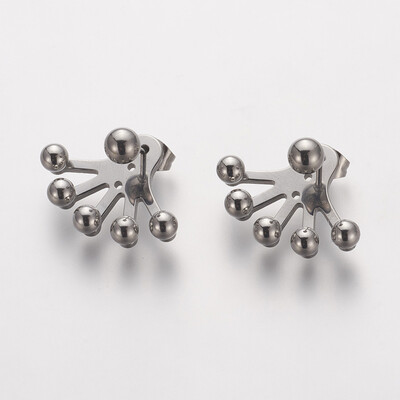 

304 Stainless Steel Stud Earrings Stainless Steel Color 17x22mm Pin 08mm