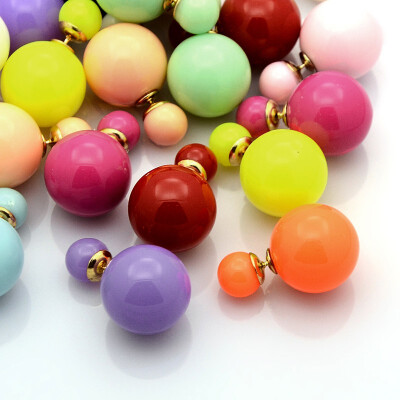 

Round Resin Beaded Ball Ear Studs with Steel Pins Mixed Color 16mm Pin 06mm