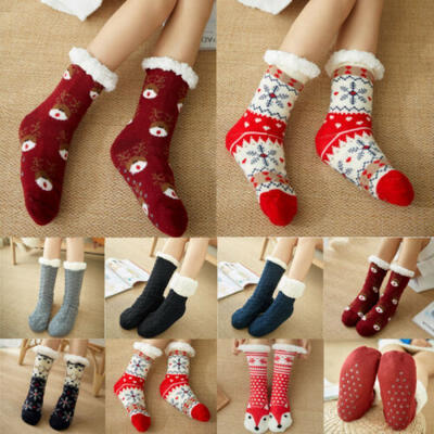

Women Ladies Soft Winter Warm Non Slip Knitted Slipper Socks Gripper Soles Gift
