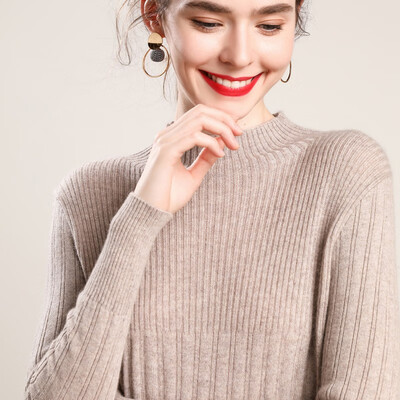

QIANMUCHUN Womens Half High Collar Sucker Slim Cashmere Sweater 5785