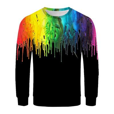

Toponeto Mens New Style Fashion T-Shirt With 3D Printing And Long Sleeves Sweater Blouse