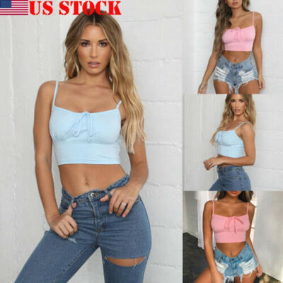 

USA Women Sexy Crop Top Bustier Tube Crop Tank Top Cami Tops Vest Blouse