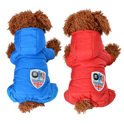 

Winter Dog Clothes Pet Dog Jumpsuit Thickening Cotton Pet Warm Down Jacket Four Legs Hoodie for Puppy Dogs