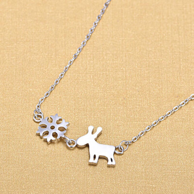 

Pendant Necklaces deer Snow little small simple cute gift Christmas For Girl Women