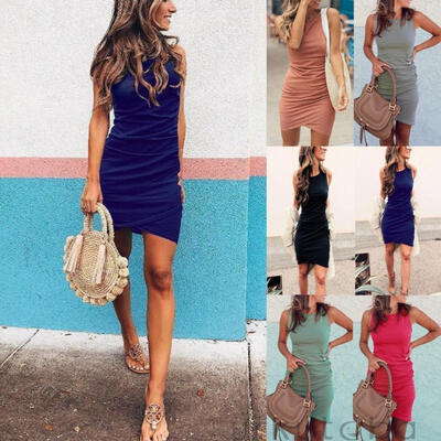 

Womens Ladies Summer Bodycon Dress Cocktail Evening Party Pencil Mini Dress