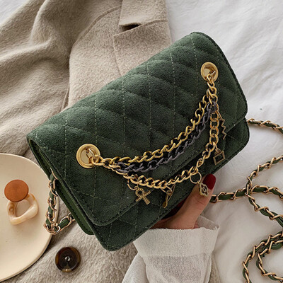 

North bag popular bag womens bag 2019 new Korean fashion Joker embroidered messenger bag Lingge chain bag