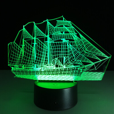 

〖Follure〗Sailboat 3D illusion LED Night Light 7 Color TouchSwitch Table Desk Lamp Gift