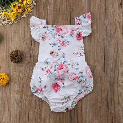 

Newborn Baby Girl Floral Ruffle Romper Jumpsuit Backless Bodysuit Tops Sunsuit Summer Clothes Outfits