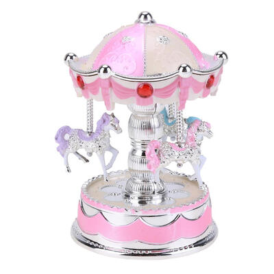 

Romantic Crown Music Box Emitting Clockwork Carousel Kid Birthday Gift Box