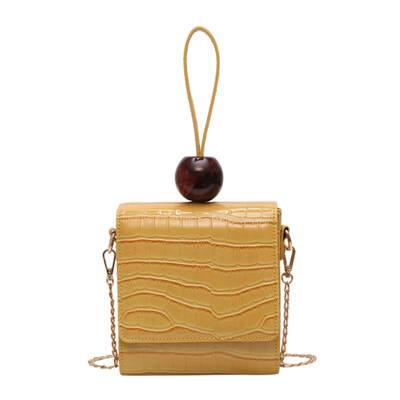 

Fashion Women Crocodile Skin Chain Bead Square Crossbody Shoulder Bag Handbag
