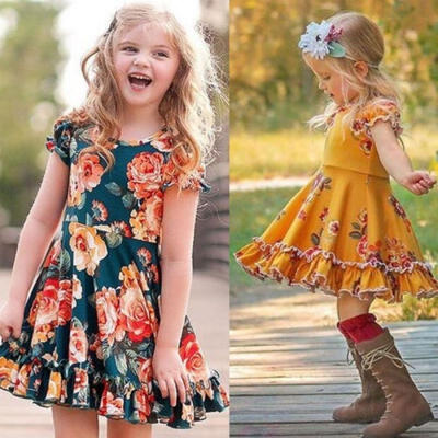 

Kids Toddler Girls Flower Princess Party Dresses